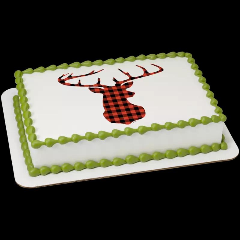 Red Check Plaid Deer Cake