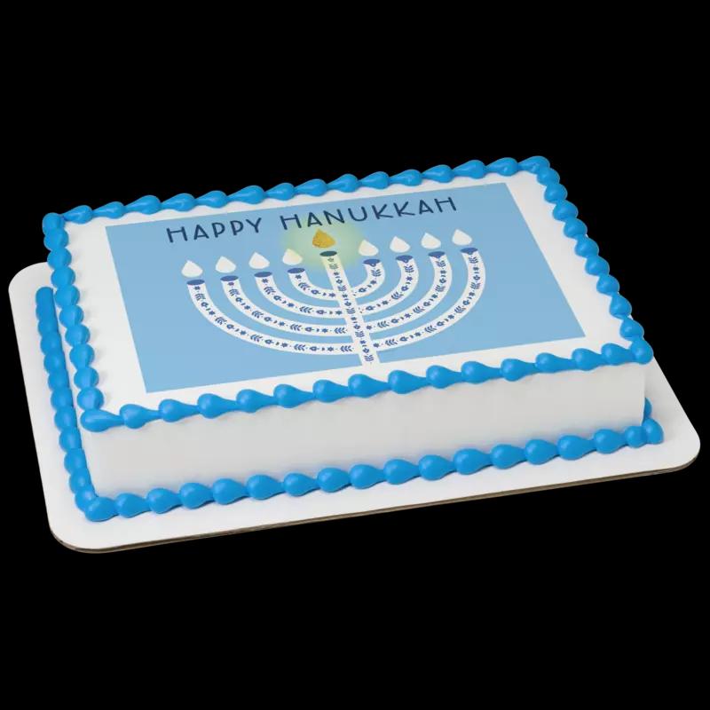 Happy Hanukkah Menorah Cake