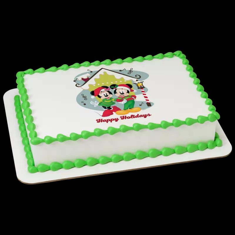 Disney Mickey Mouse and Minnie Mouse Happy Holidays Cake